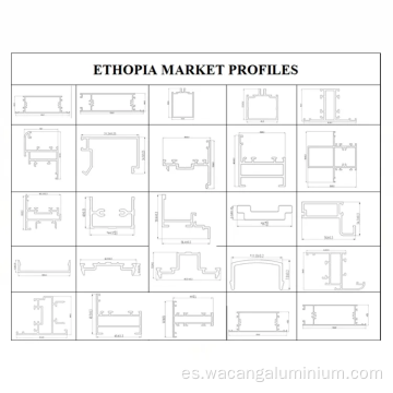 Perfil de aluminio del mercado de Etiopía para el sistema Alco-5